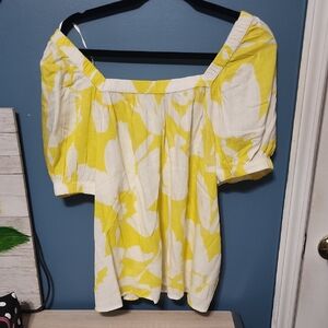 Sonoma Yellow and White Floral Off-Shoulder Blouse